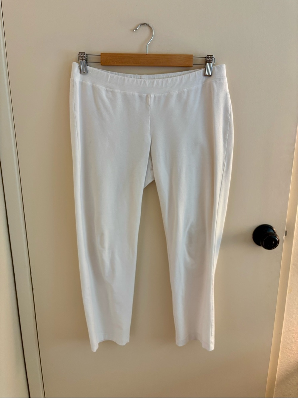Eileen Fisher White Cropped Pull-On Pants